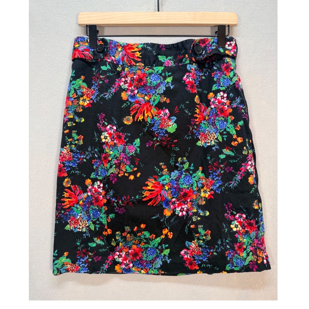 Laundry by Shelli Segal Womens Colorful Floral Mini Skirt Black Size 6